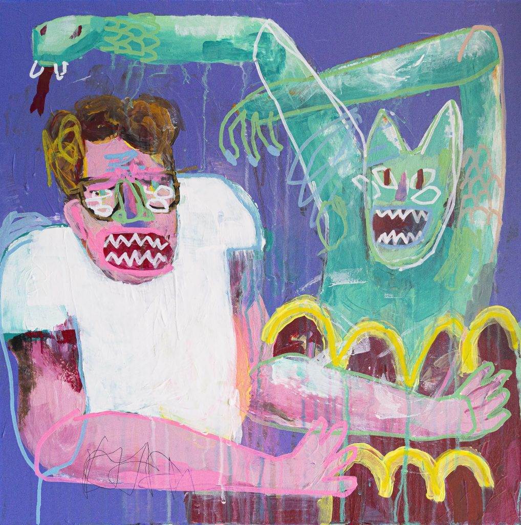 Schwerer Verlauf 2, 2022 Cover Artwork für Audio88, Acryl auf MDF-Platte, 50 x 50 cm