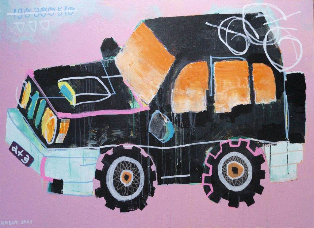Biest, 2021, Acryl auf MDF-Platte, 90 x 110 cm