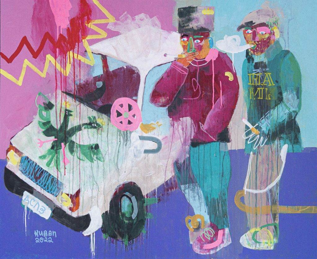 Cigarette, 2022, Acryl auf MDF-Platte, 90 x 110 cm