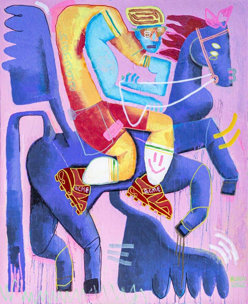 Malerei von Sebastian Kuban mit dem Titel Anaerob, 2022, Acryl auf MDF-Platte, 90 x 110 cm