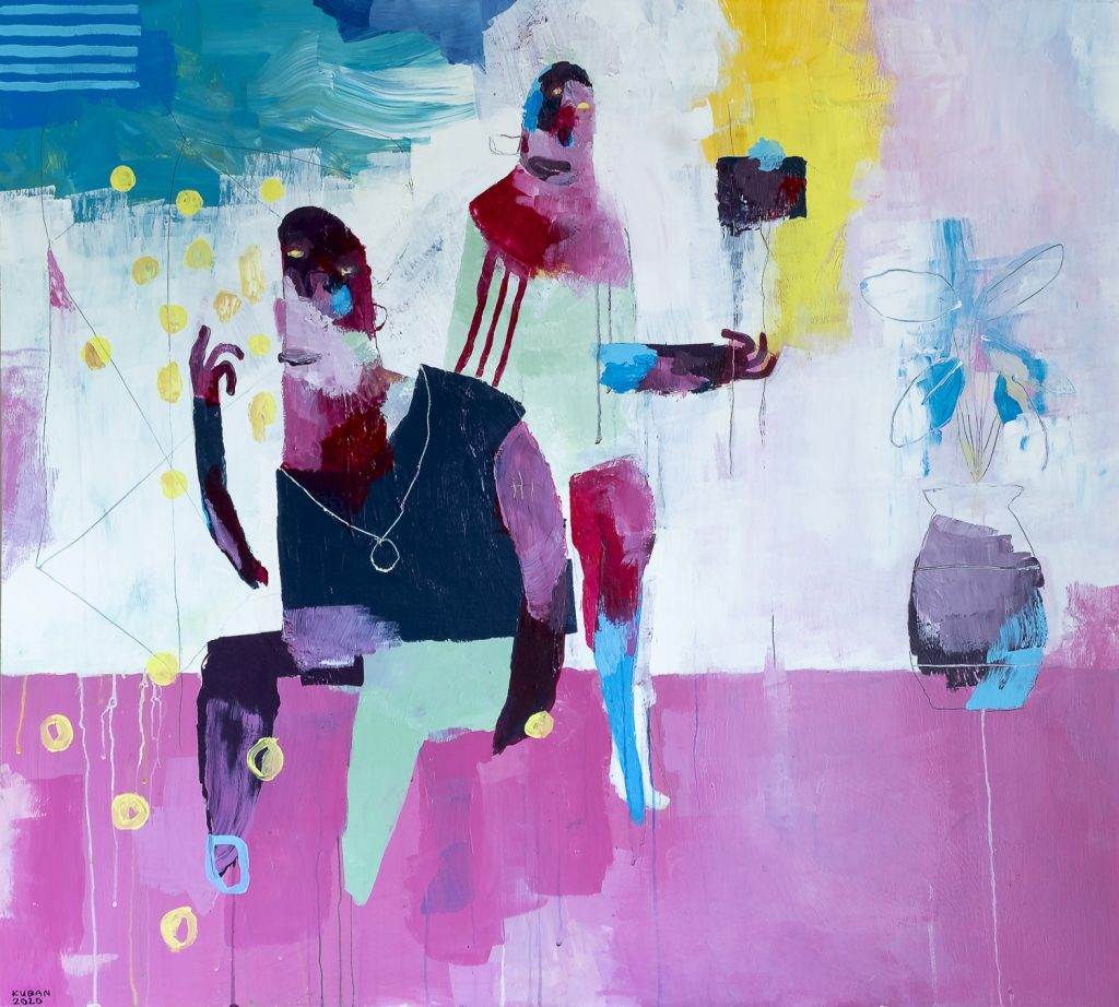 zuzweit 2020, Acryl auf MDF-Platte, 90 x 110 cm