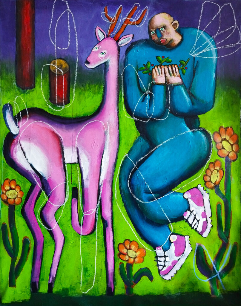 Malerei von Sebastian Kuban mit dem Titel „Walden“, Acryl And Oil Pastel On Canvas, 120 cm x 95 cm, 2025